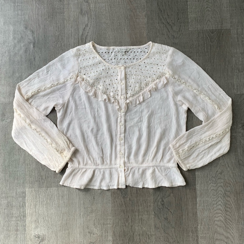 3/$10 American Eagle White Peasant Blouse